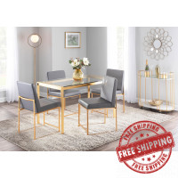 Lumisource DC-HBFUJI AUGY2 High Back Fuji Contemporary Dining Chair in Gold and Grey Faux Leather - Set of 2